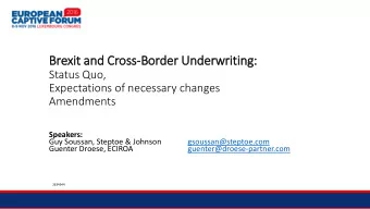 Speakers:  Guy Soussan, Steptoe &amp; Johnson  gsoussan@steptoe.com  Guenter Droese, ECIROA