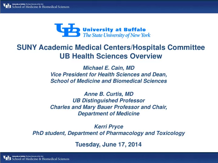 suny academic medical centers hospitals committee ub
