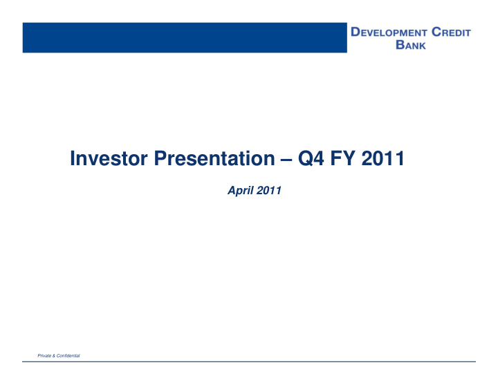 investor presentation q4 fy 2011