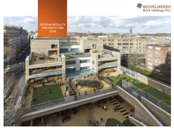 INTERIM RESULTS  PRESENTATION  2018 Disclaimer  The information contained in this presentation