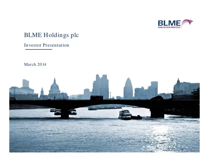 blme holdings plc