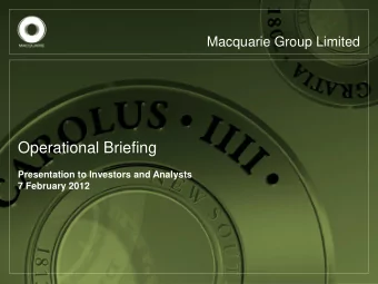 Operational Briefing  Presentation to Investors and Analysts  7 February 2012  Disclaimer