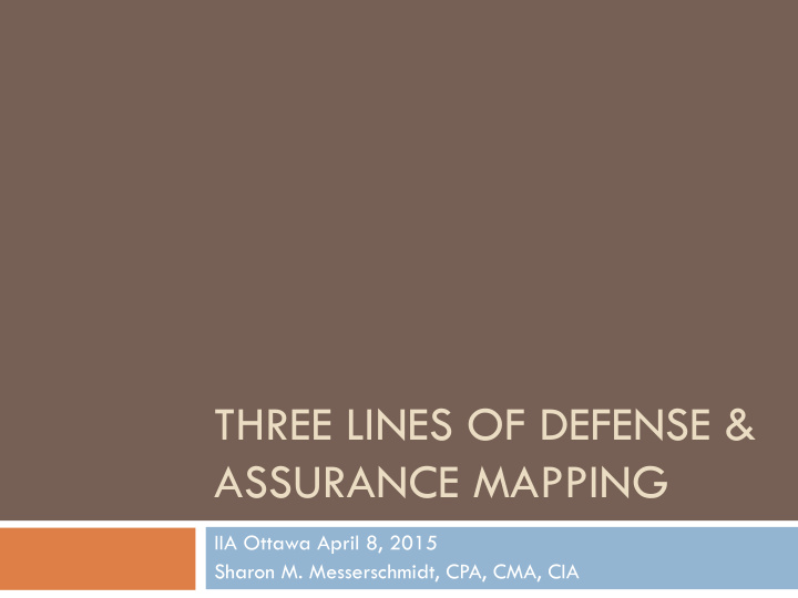 three lines of defense assurance mapping