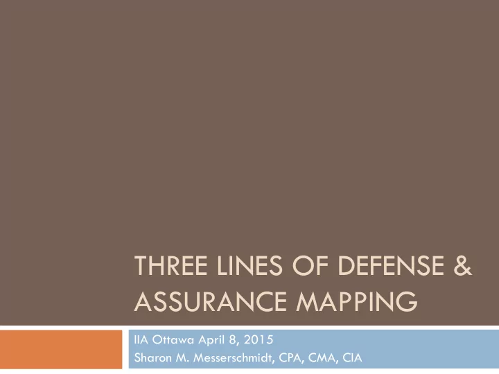three lines of defense assurance mapping