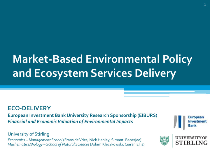 market based environmental policy and ecosystem services