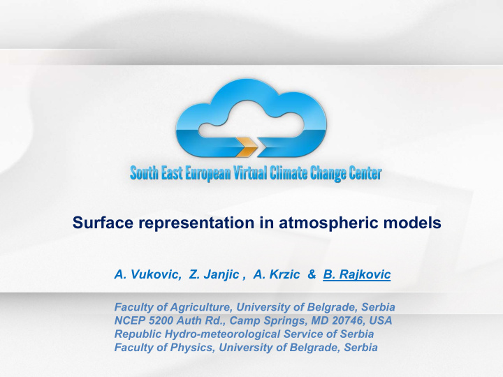 surface representation in atmospheric models