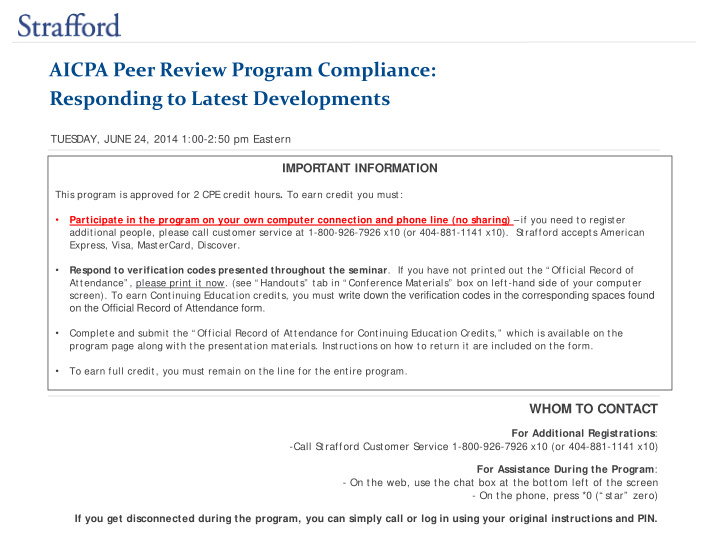 aicpa peer review program compliance responding to latest