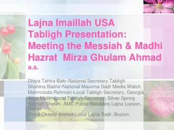 Meeting the Messiah &amp; Madhi  Hazrat Mirza Ghulam Ahmad  a.s.  Dhiya Tahira Bakr-National
