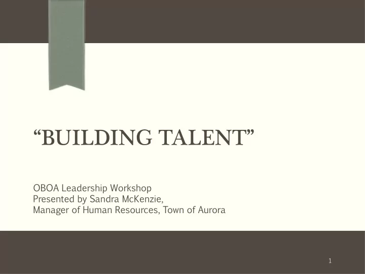 building talent