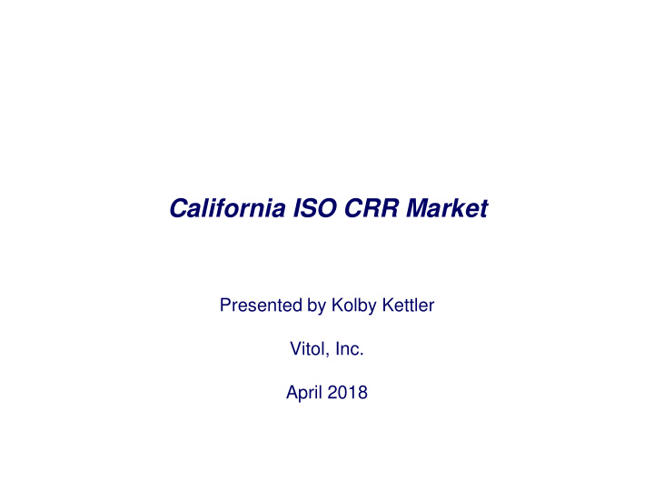 california iso crr market