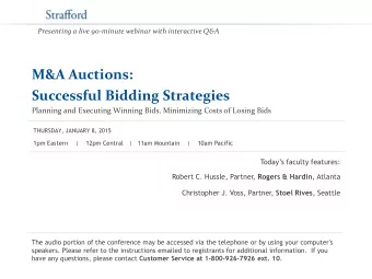 M&amp;A Auctions:  Successful Bidding Strategies  Planning and Executing Winning Bids, Minimizing