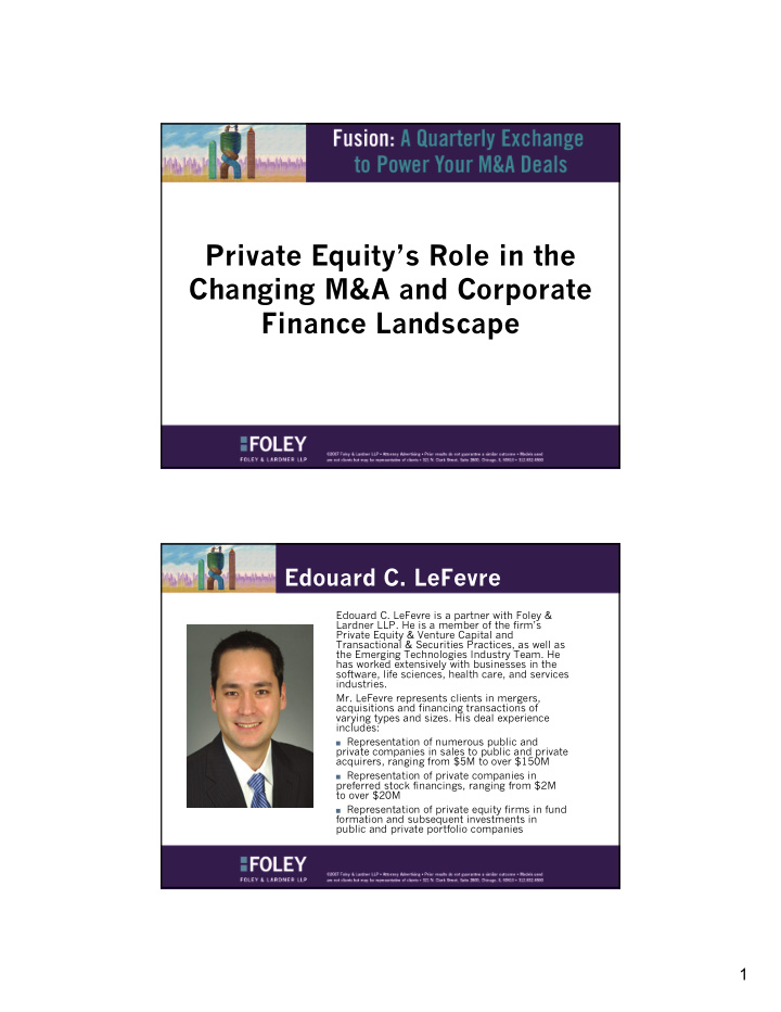private equity s role in the changing m a and corporate