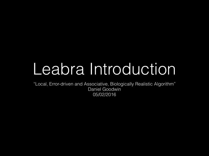 leabra introduction