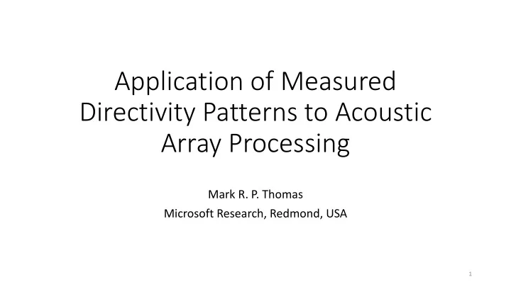 directivity patterns to acoustic