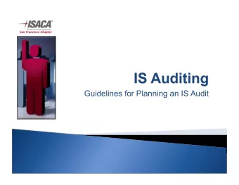 Guidelines for Planning an IS Audit  Agenda  Session Objectives  Information Systems Audit