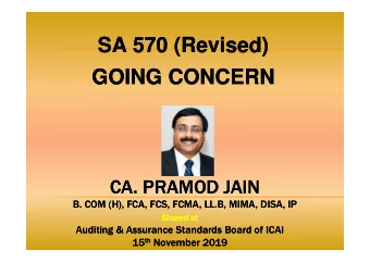 SA 570 (Revised)  SA 570 (Revised)  GOING CONCERN  GOING CONCERN