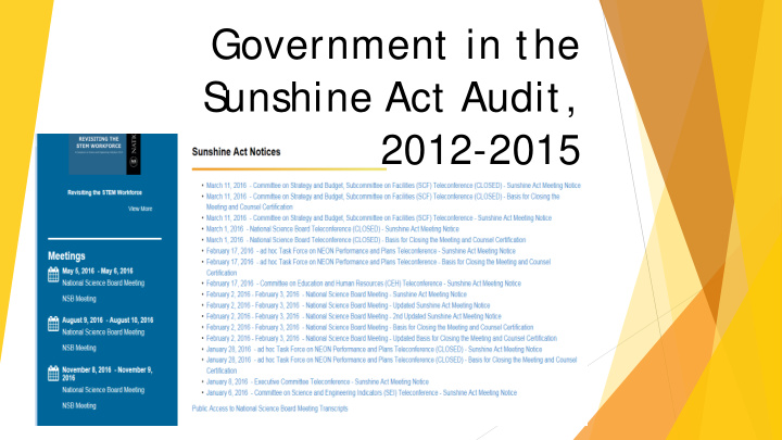 government in the s unshine act audit 2012 2015 purpose