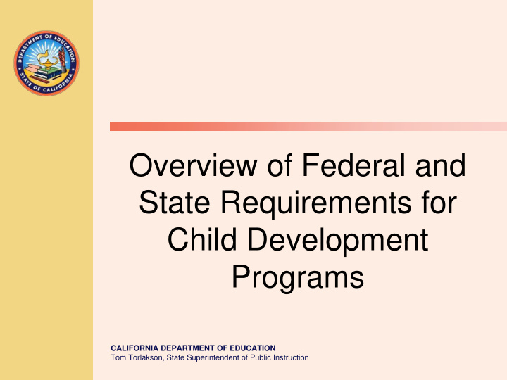 overview of federal and state requirements for child