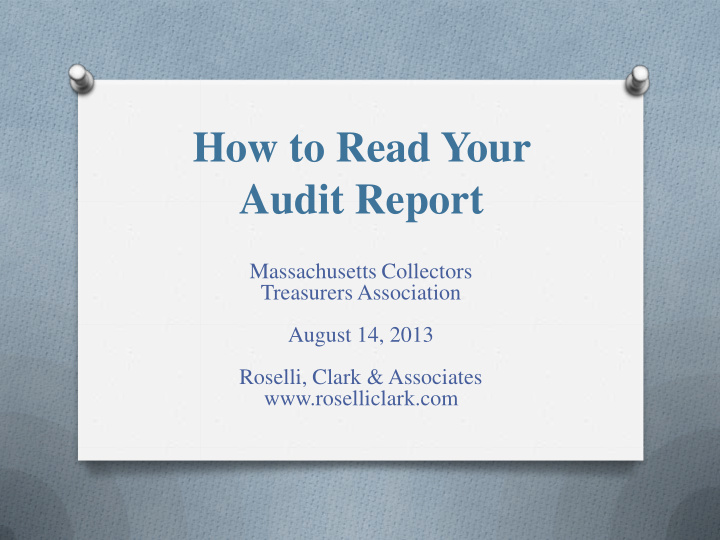 how to read your audit report
