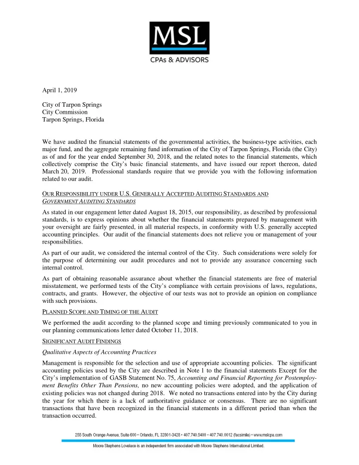 april 1 2019 city of tarpon springs city commission