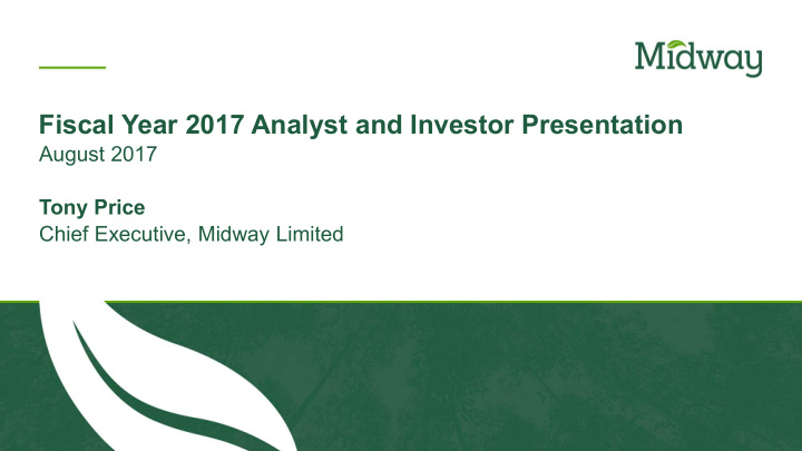 fiscal year 2017 analyst and investor presentation