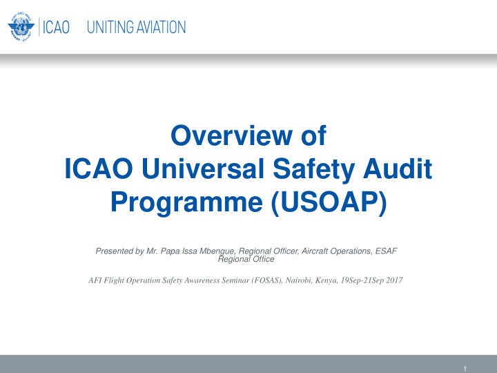 overview of icao universal safety audit programme usoap