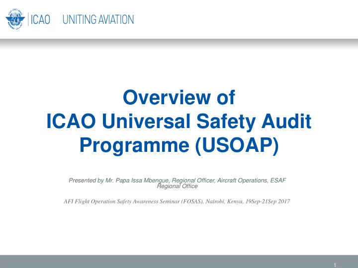 overview of icao universal safety audit programme usoap