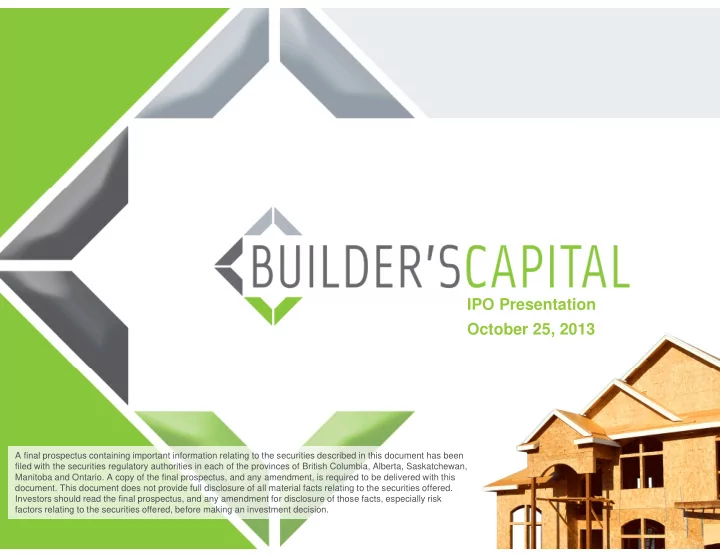 ipo presentation october 25 2013