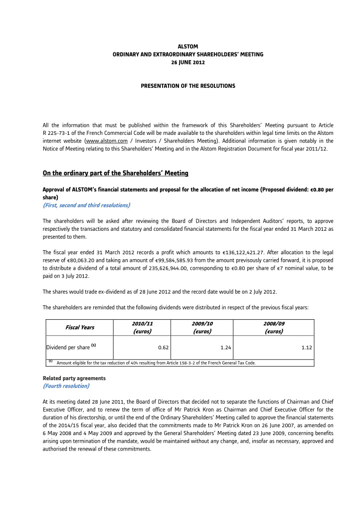 on the ordinary part of the shareholders meeting