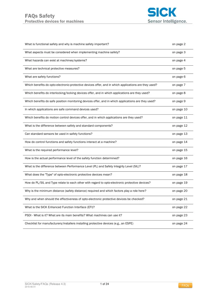 faqs safety protective devices for machines