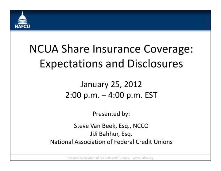 ncua share insurance coverage expectations and disclosures