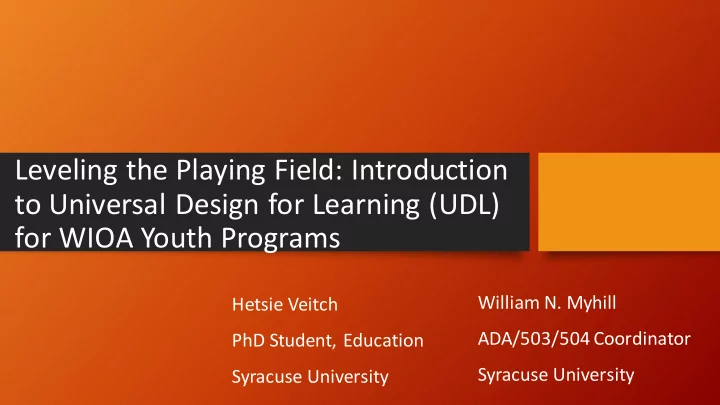 leveling the playing field introduction