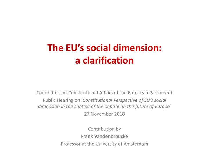 the eu s social dimension a clarification