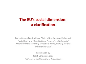 The EUs social dimension: a clarification  Committee on Constitutional Affairs of the European