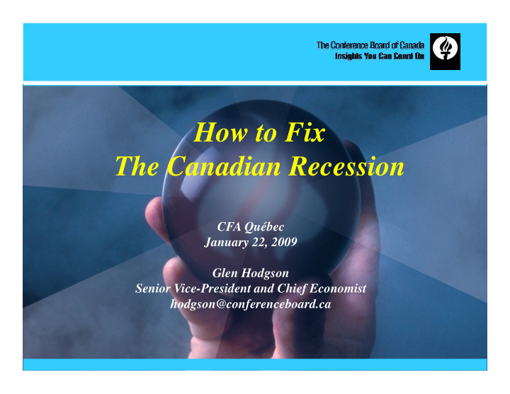 how to fix the canadian recession