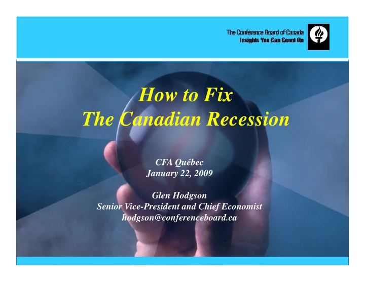 how to fix the canadian recession