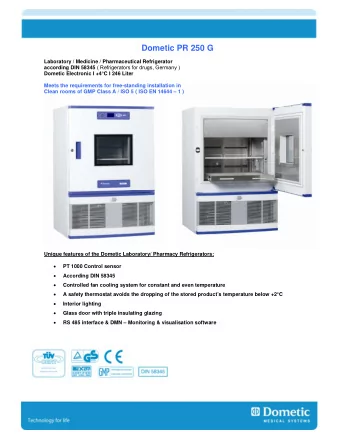 Dometic PR 250 G  Laboratory / Medicine / Pharmaceutical Refrigerator according DIN 58345 (