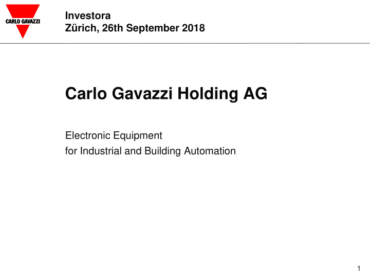 carlo gavazzi holding ag electronic equipment for