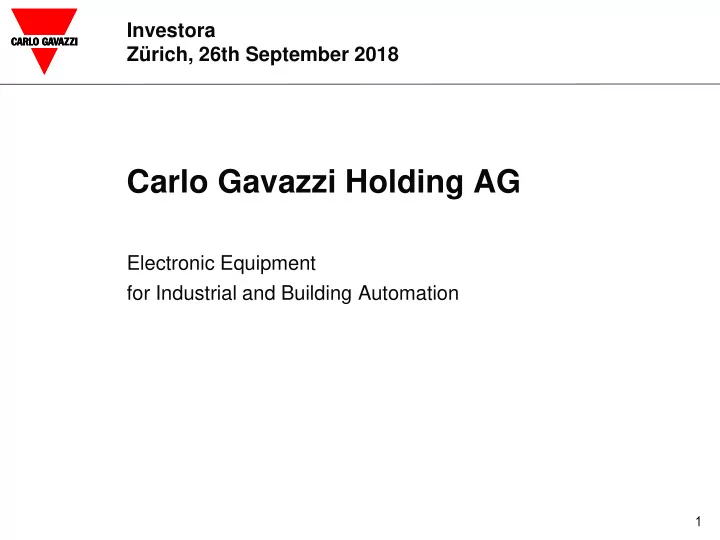 carlo gavazzi holding ag electronic equipment for
