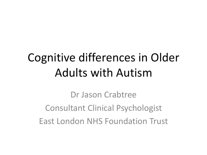 cognitive differences in older adults with autism