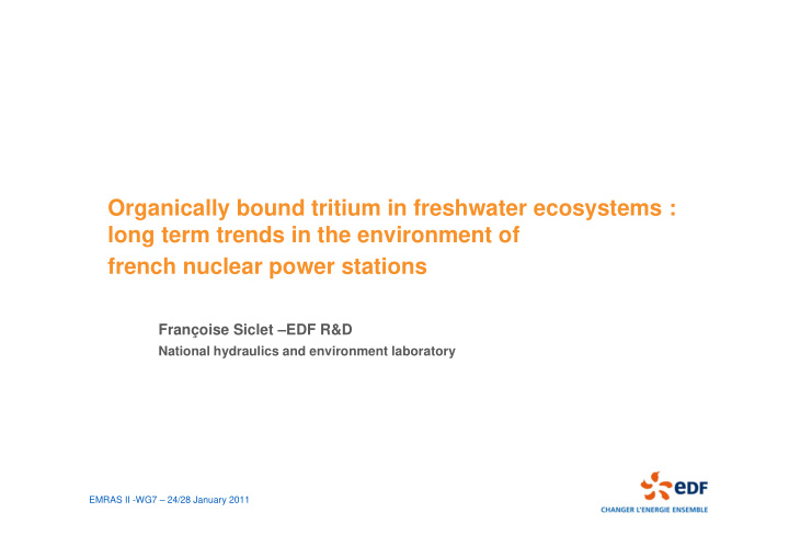 organically bound tritium in freshwater ecosystems long