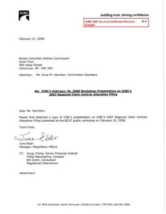 February 21, 2008  British Columbia Utilities Commission  Sixth Floor  900 Howe Street  Vancouver,