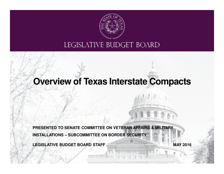 overview of texas interstate compacts