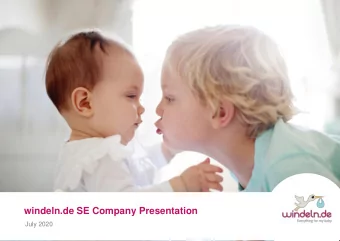 windeln.de SE Company Presentation  July 2020  Disclaimer This document and its related