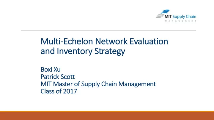 mu multi ec echelon network eva valuation and and in