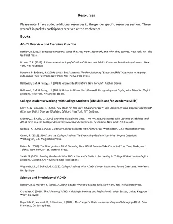 Resources  Please note: I have added additional resources to the gender specific resources section.