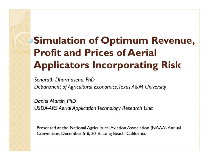 simulation of optimum revenue profit and prices of aerial