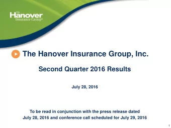 July 28, 2016  To be read in conjunction with the press release dated  July 28, 2016 and conference