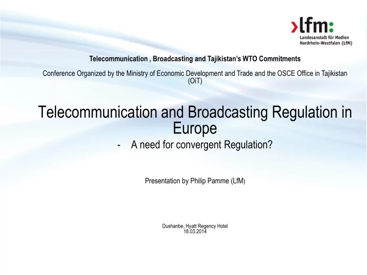 telecommunication and broadcasting regulation in europe a