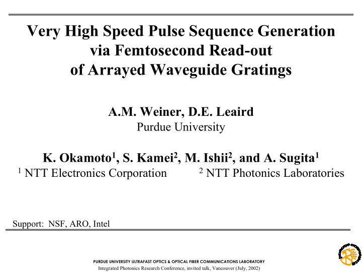 very high speed pulse sequence generation via femtosecond